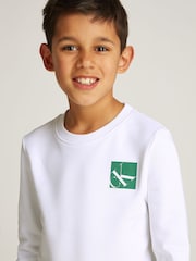 Calvin Klein White Relaxed Crew Neck 100% Cotton Sweatshirt - Image 3 of 5