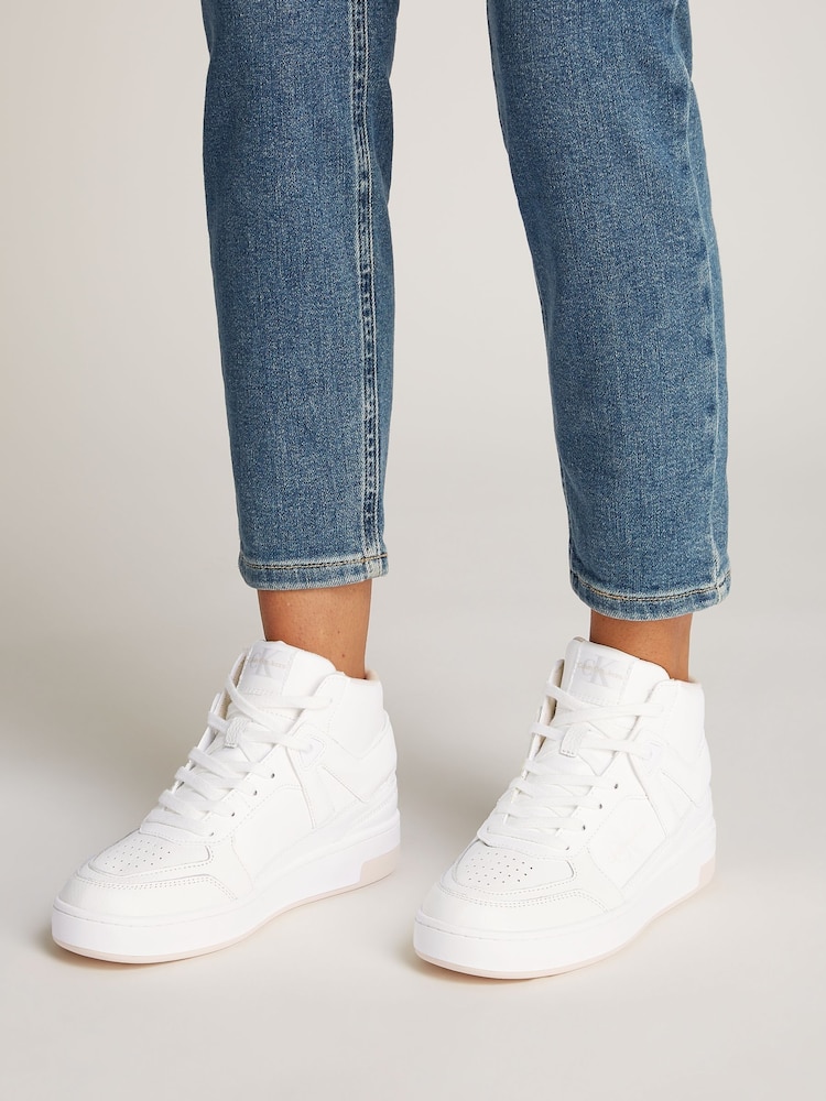 Calvin Klein White Basketball Low Trainers - Image 1 of 6