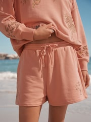 Cora Pink Heavy All Over Embroidery Summer Food and Cockatils Graphic Shorts - Image 4 of 8