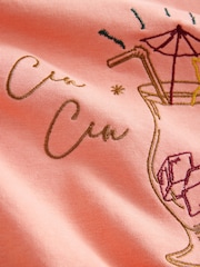 Cora Pink Heavy All Over Embroidery Summer Food and Cockatils Graphic Shorts - Image 8 of 8