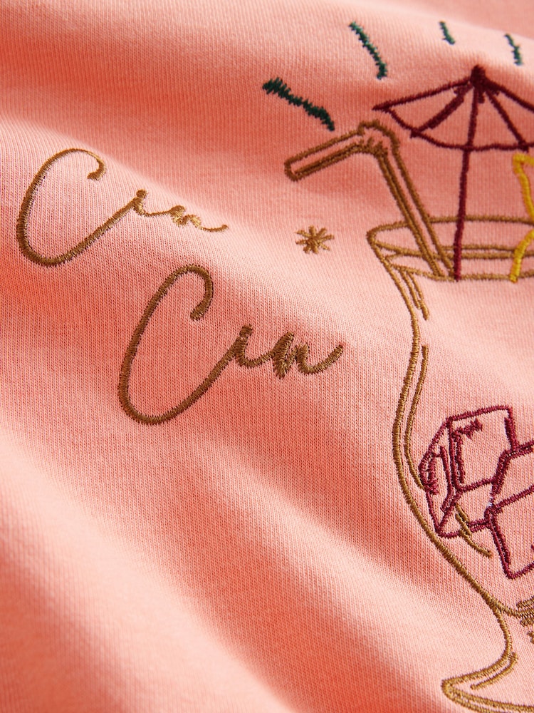 Cora Pink Heavy All Over Embroidery Summer Food and Cockatils Graphic Shorts - Image 8 of 8