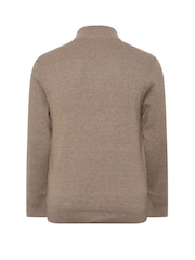 BadRhino Big & Tall Brown Milano Quarter Zip 100% Cotton Jumper - Image 3 of 3