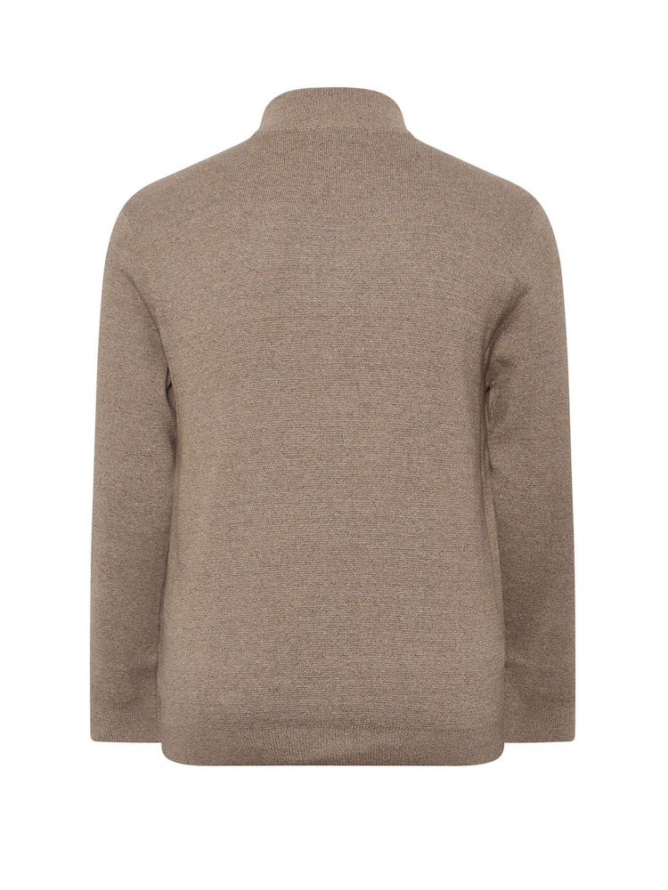 BadRhino Big & Tall Brown Milano Quarter Zip 100% Cotton Jumper - Image 3 of 3