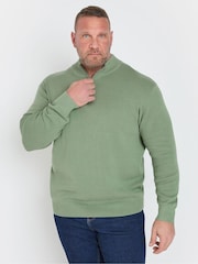 Зелений - Бавовняні джемпери BadRhino Big & Tall Milano Quarter Zip 100% Cotton - Image 1 of 5