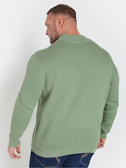 Зелений - Бавовняні джемпери BadRhino Big & Tall Milano Quarter Zip 100% Cotton - Image 2 of 5