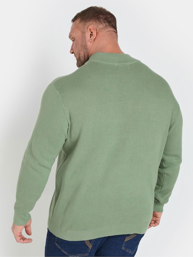 Зелений - Бавовняні джемпери BadRhino Big & Tall Milano Quarter Zip 100% Cotton - Image 2 of 5