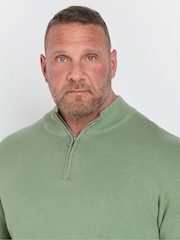 Зелений - Бавовняні джемпери BadRhino Big & Tall Milano Quarter Zip 100% Cotton - Image 3 of 5