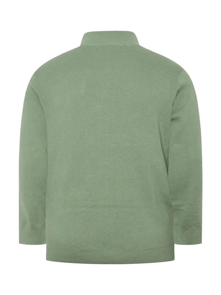 Зелений - Бавовняні джемпери BadRhino Big & Tall Milano Quarter Zip 100% Cotton - Image 5 of 5
