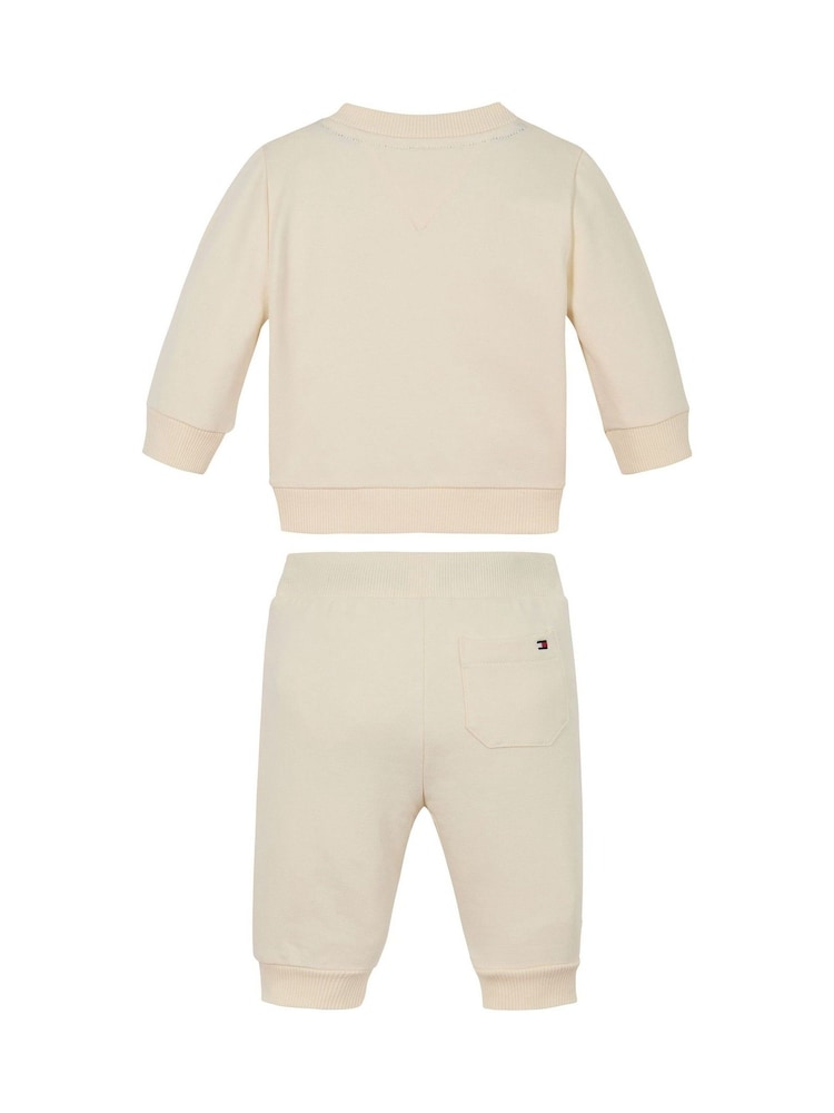 Tommy Hilfiger Nude Cotton Logo Sweatshirt & Joggers Set - Image 2 of 3