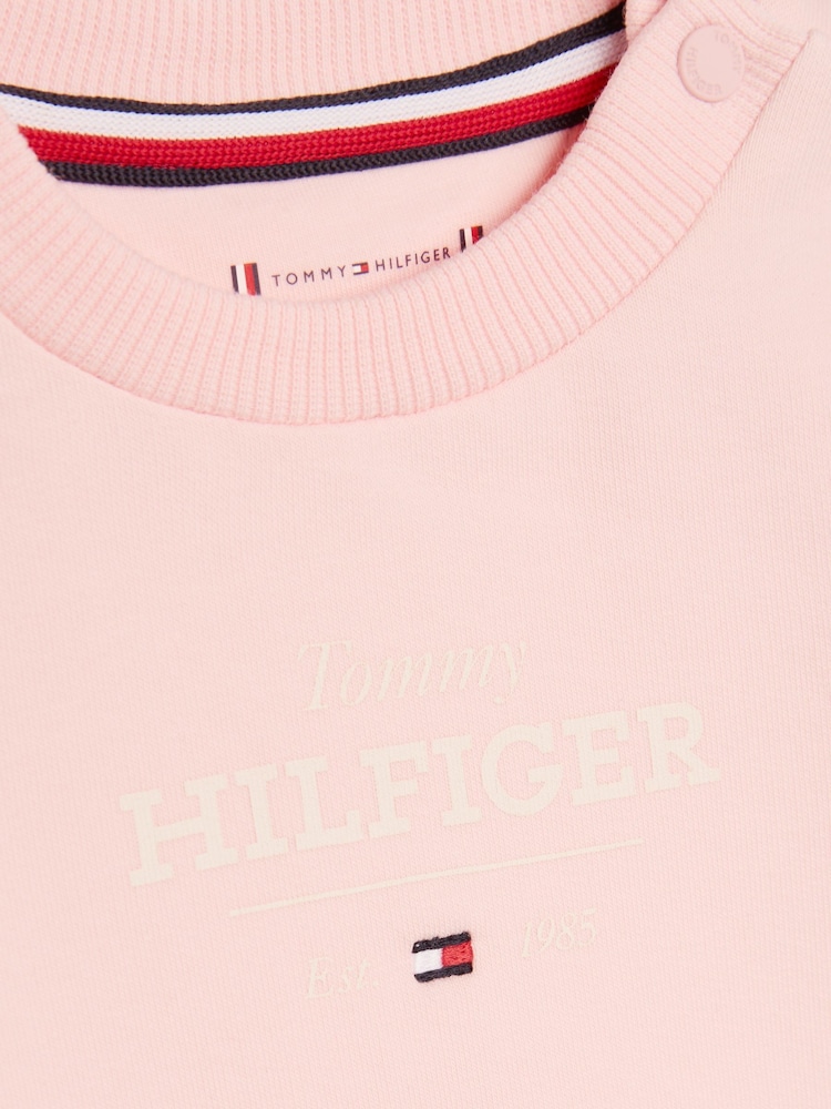 Tommy Hilfiger Nude Cotton Logo Sweatshirt & Joggers Set - Image 3 of 3