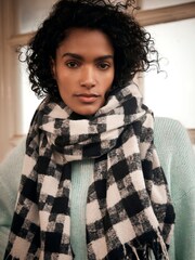 Mint Velvet Black Houndstooth Check Scarf - Image 1 of 3