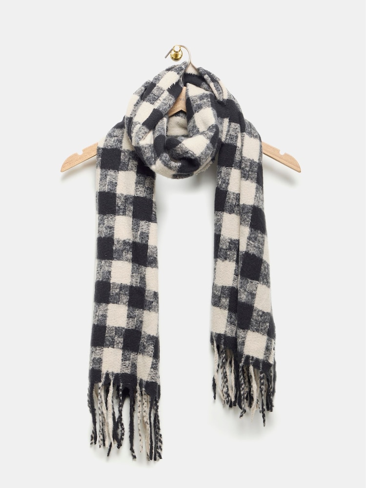 Mint Velvet Black Houndstooth Check Scarf - Image 2 of 3