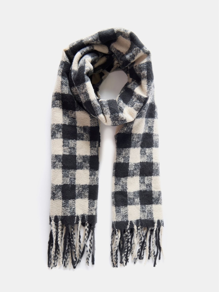 Mint Velvet Black Houndstooth Check Scarf - Image 3 of 3