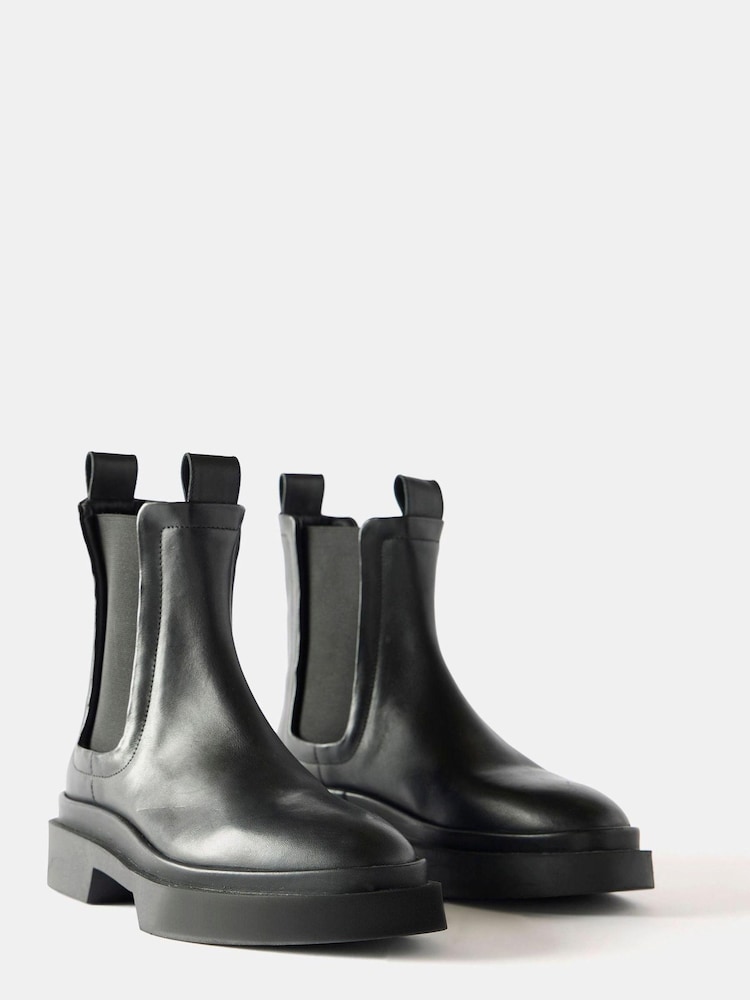 Mint Velvet Black Leather Chelsea Boots - Image 3 of 3