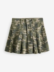 Camo Printed 100% Cotton Pleated Denim Mini Skirt - Image 5 of 7