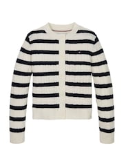 Tommy Hilfiger Black/Cream Mini Cable Cardigan - Image 1 of 2