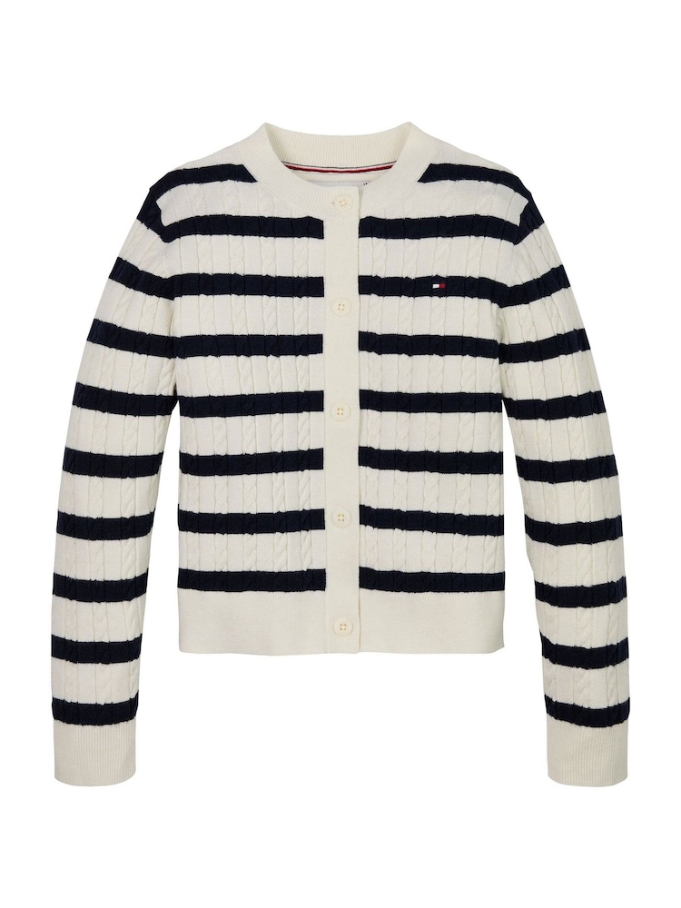 Tommy Hilfiger Black/Cream Mini Cable Cardigan - Image 1 of 2