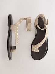 Neutral Suede Forever Comfort® Studded Toe Loop Sandals - Image 6 of 11
