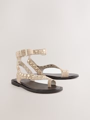Neutral Suede Forever Comfort® Studded Toe Loop Sandals - Image 7 of 11