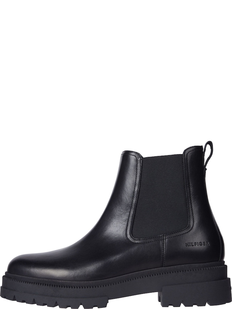 Tommy Hilfiger Black Chunky Leather Chelsea Boots - Image 2 of 5
