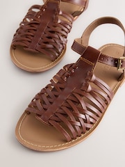 Tan Brown Leather Standard Fit Forever Comfort® Woven Strappy Sandals - Image 4 of 5