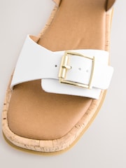 White Leather Standard/Wide Fit Forever Comfort® Double Buckle Flatform Sandals - Image 8 of 8