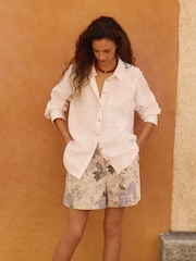 Floral Printed Denim 100% Cotton Shorts - Image 1 of 8