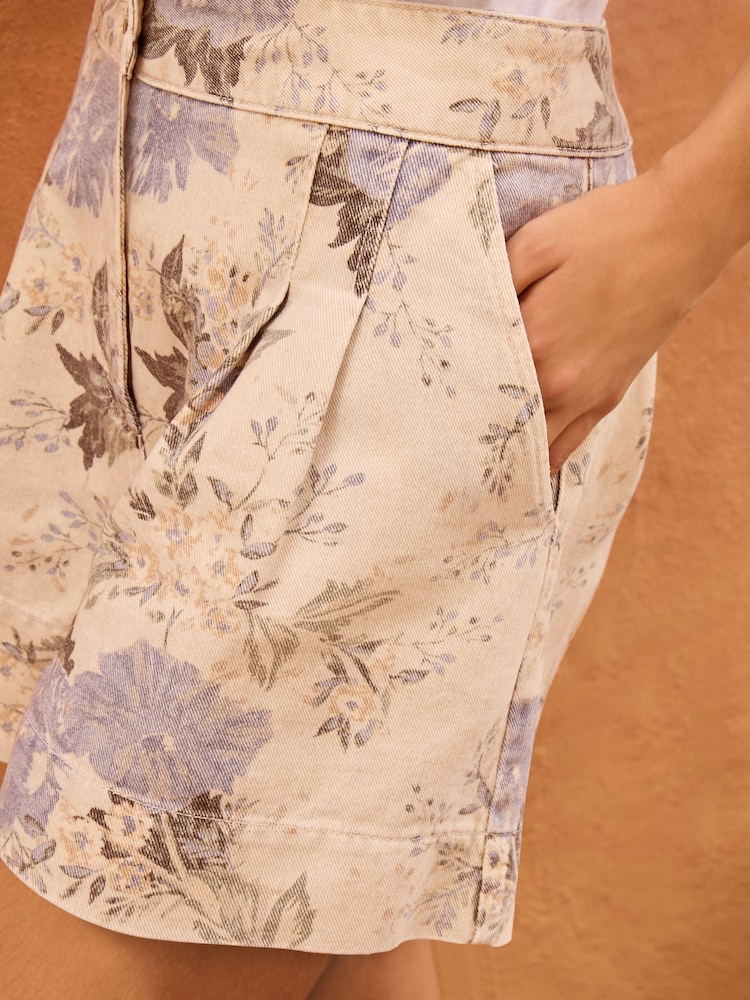 Floral Printed Denim 100% Cotton Shorts - Image 5 of 8
