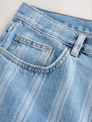 Blue Stripe 100% Cotton Slouch Relax Denim Shorts - Image 6 of 7