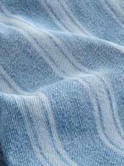 Blue Stripe 100% Cotton Slouch Relax Denim Shorts - Image 7 of 7