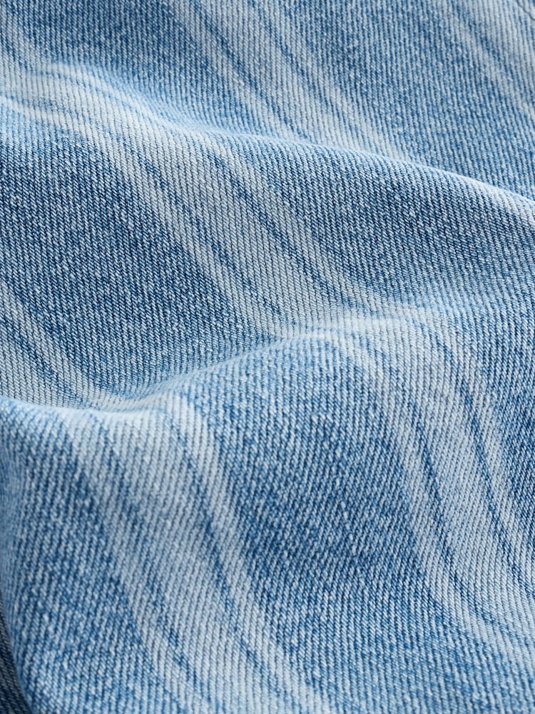Blue Stripe 100% Cotton Slouch Relax Denim Shorts - Image 7 of 7
