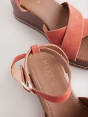 Orange Forever Comfort® Leather Square Toe Cross-Over Detail Wedges - Image 5 of 5