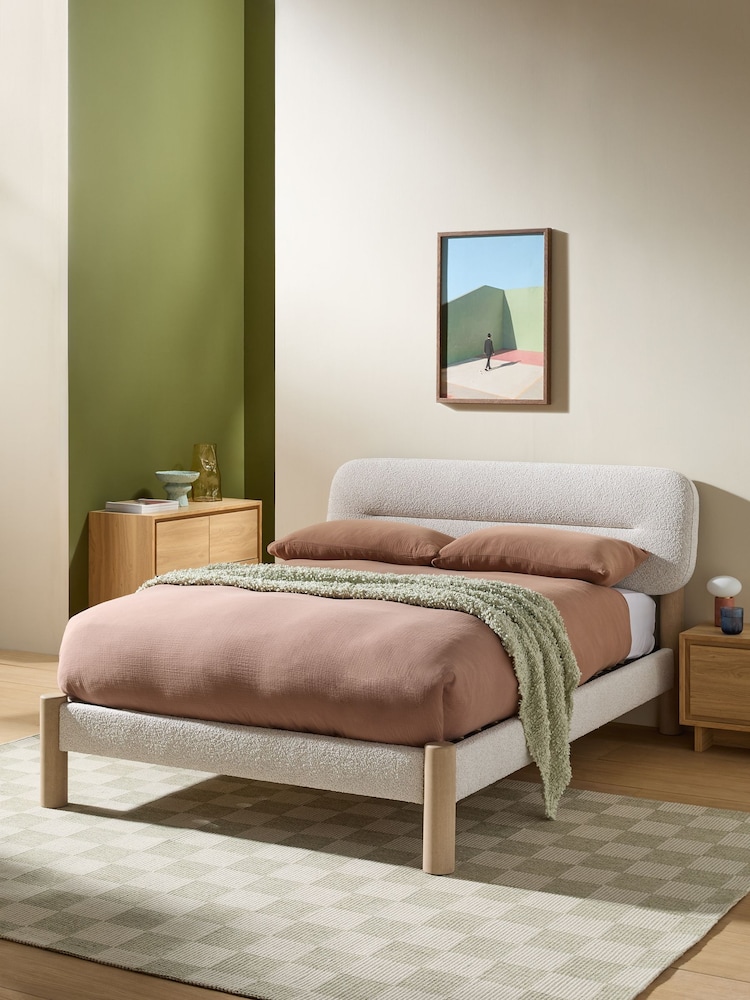 MADE.COM Soft Touch Boucle Natural Maxton Bed - Image 1 of 4