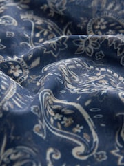 Blue Paisly Print Mesh Asymetric Short Sleeve Mini Dress - Image 6 of 7