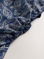 Blue Paisly Print Mesh Asymetric Short Sleeve Mini Dress - Image 7 of 7