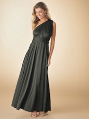 Dark Green Jersey Multiway Bridesmaid Wedding Maxi Dress - Image 3 of 9