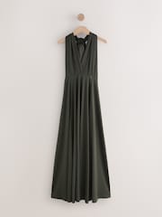 Dark Green Jersey Multiway Bridesmaid Wedding Maxi Dress - Image 7 of 9