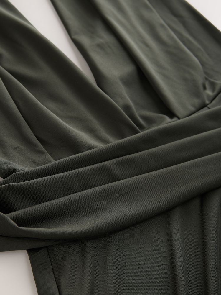Dark Green Jersey Multiway Bridesmaid Wedding Maxi Dress - Image 9 of 9