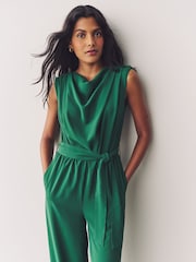 Emerald Green Cowl Neck Jumpsuit - Image 4 of 7