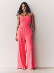 Coral Pink Bandeau Jersey 100% Cotton Jumpsuit - Image 2 of 8
