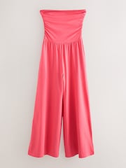Coral Pink Bandeau Jersey 100% Cotton Jumpsuit - Image 6 of 8
