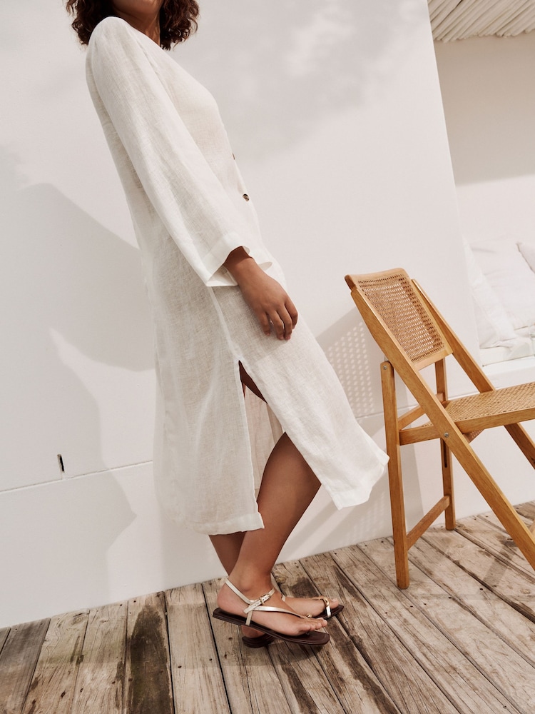Buy Cream 100% Linen Beach Kaftan from Next USA