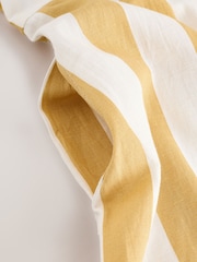 Yellow/White Button Down Midi Dress With Linen - Image 9 of 9