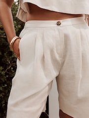 Natural 100% Linen Bermuda Shorts - Image 4 of 8