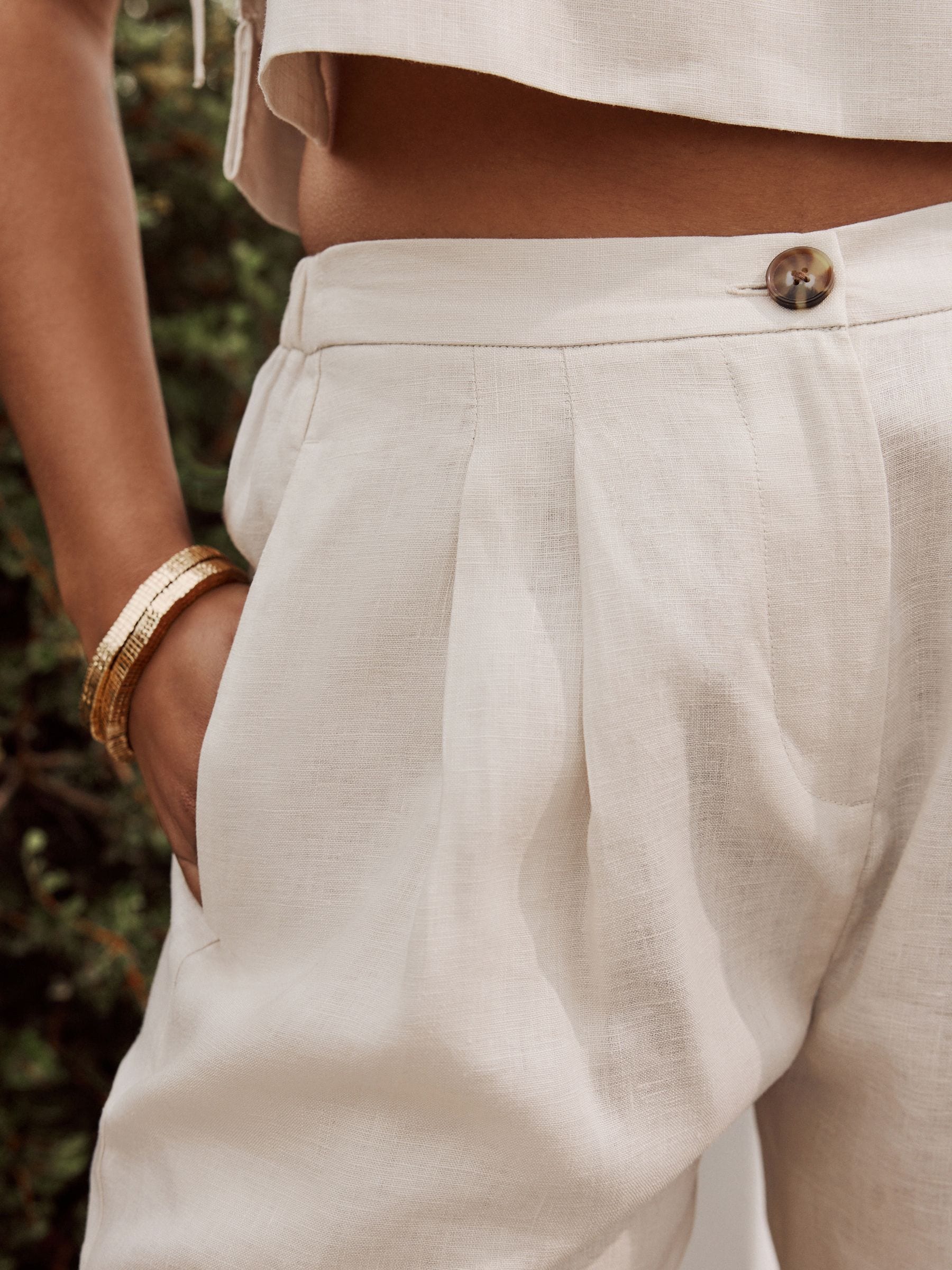 Buy Natural Linen Bermuda Shorts from Next Canada