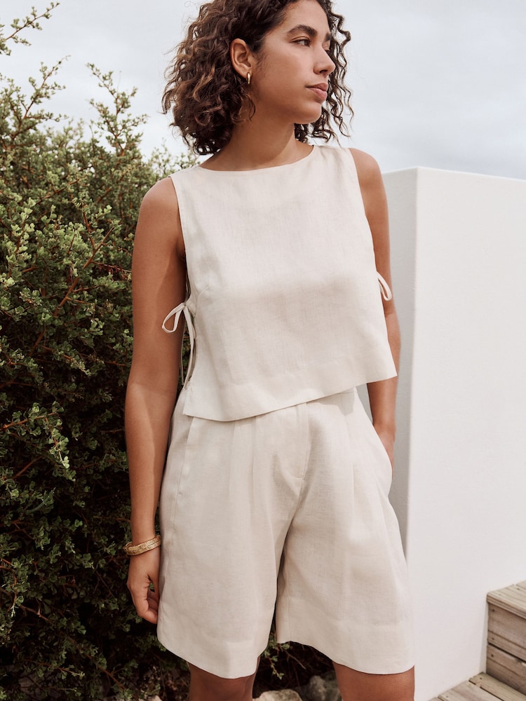Natural 100% Linen Shell Top - Image 1 of 8
