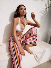 Pink/Plum Wide Leg Trousers With Linen - Image 4 of 6
