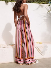 Pink/Plum Wide Leg Trousers With Linen - Image 5 of 6