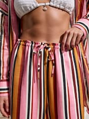 Pink/Plum Wide Leg Trousers With Linen - Image 6 of 6