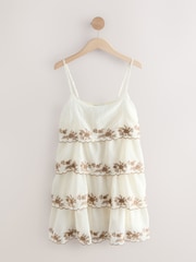 بيج فاتح - 100% Cotton Tiered Mini Dress - صورة 6 من 8